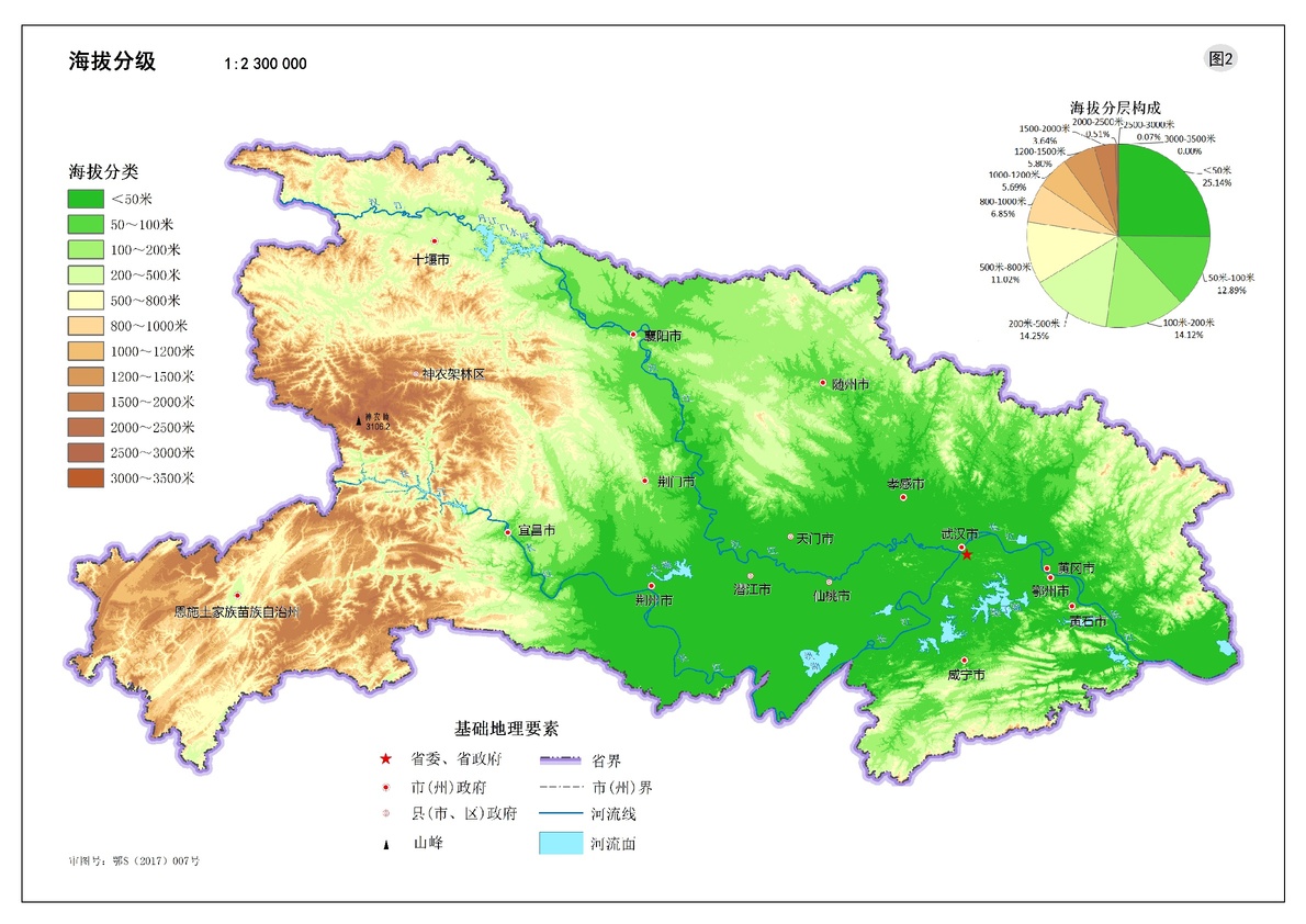 湖北省地势地形分布图图片